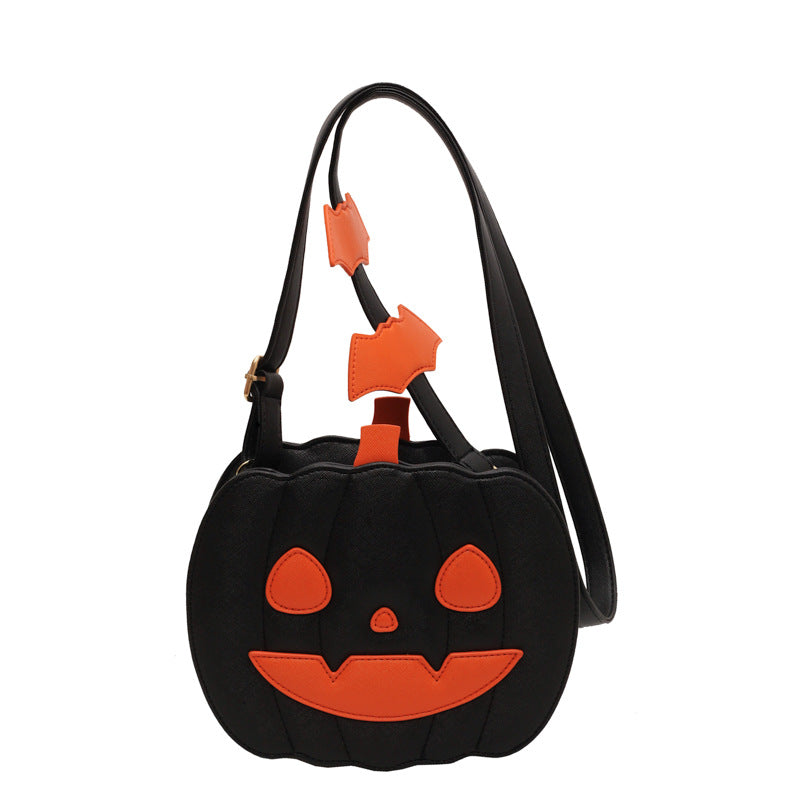 Halloween funny pumpkin bag fashion contrast color personality creative trend shoulder bag cartoon crossbody bag