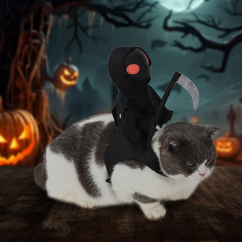 Dog Dark Harvesting Knight Transforms into Pet Costume for Halloween