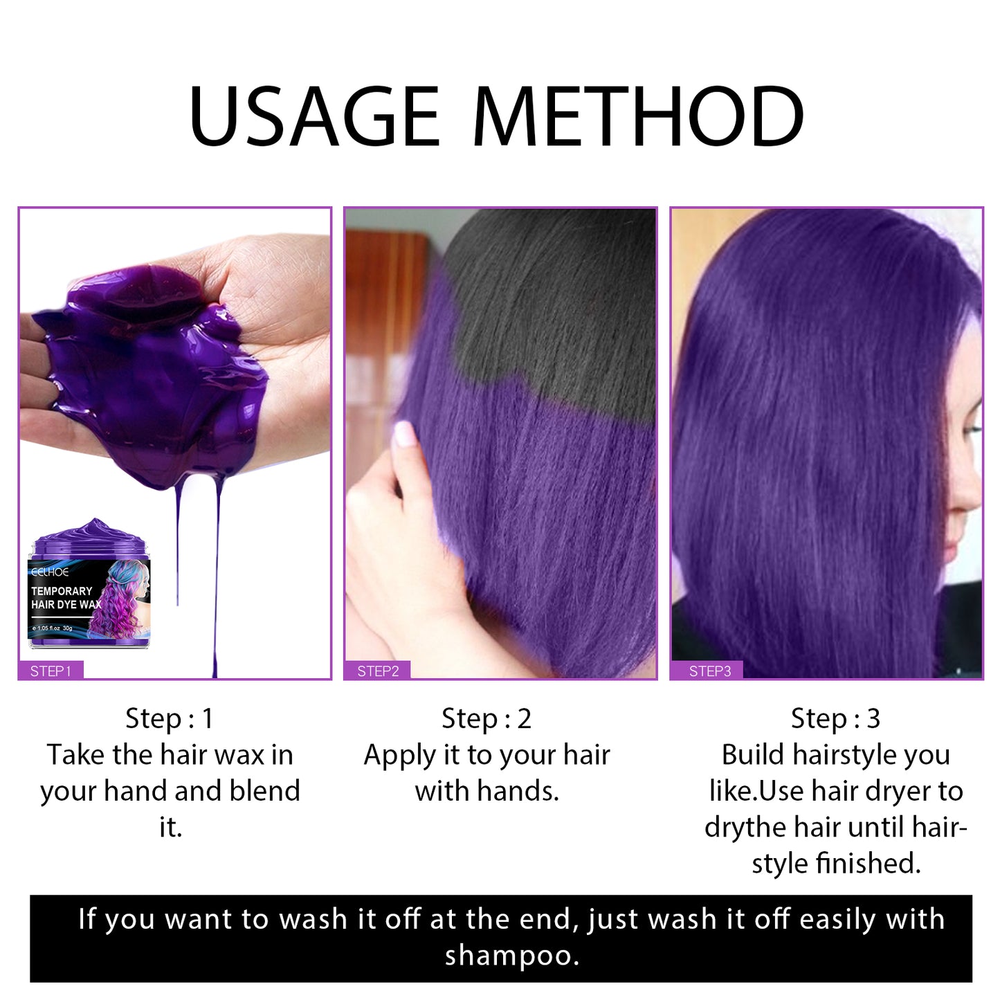 Temporary Party Wax Set, Halloween Party Temporary Convenient Hair Easy To Color And Wash