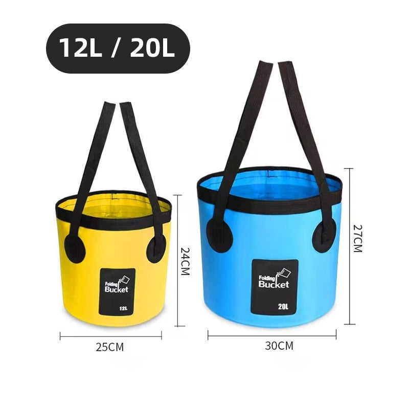 Outdoor Fishing Camping Waterproof Bucket PVC Foldable Water Bucket Bag Car Washing Bucket Portable Camping Water Storage Bag