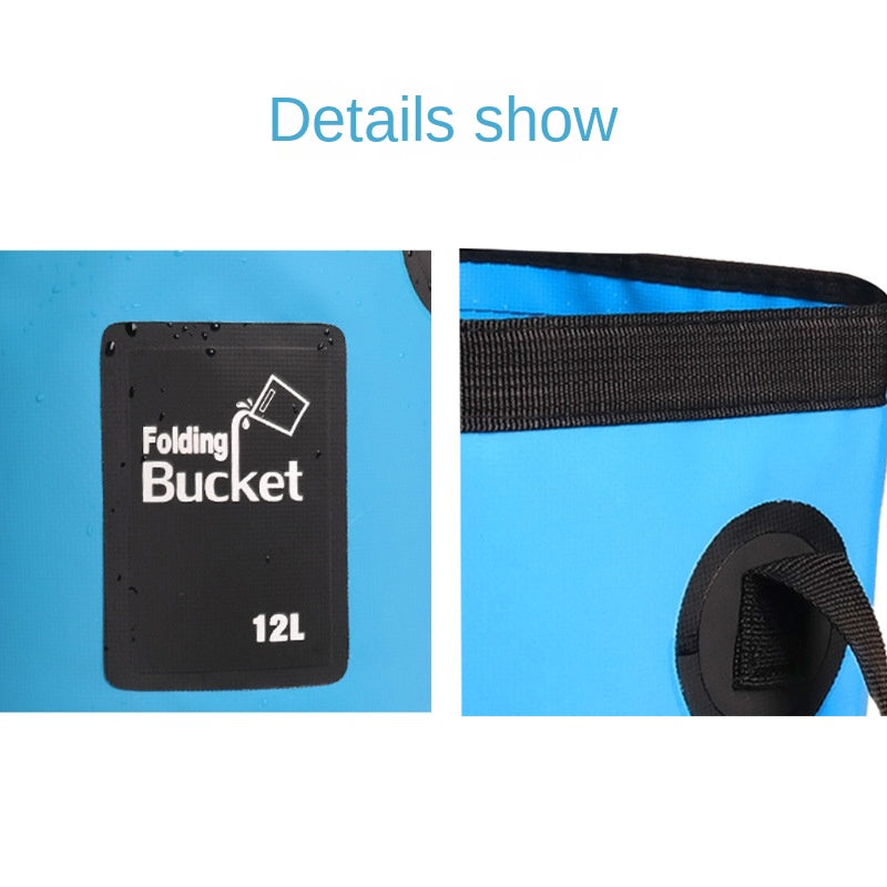 Outdoor Fishing Camping Waterproof Bucket PVC Foldable Water Bucket Bag Car Washing Bucket Portable Camping Water Storage Bag