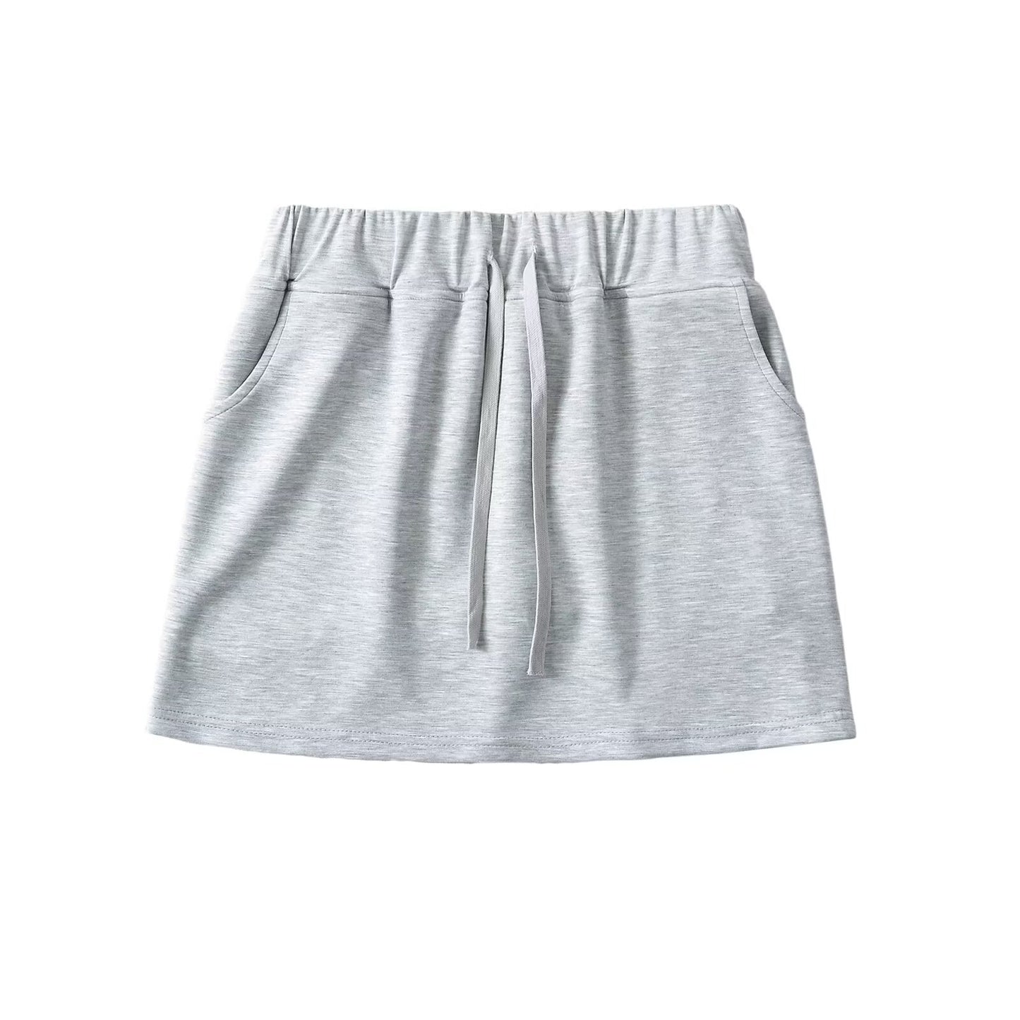 Tailored short vest with chest cushion and drawstring high waisted skirt