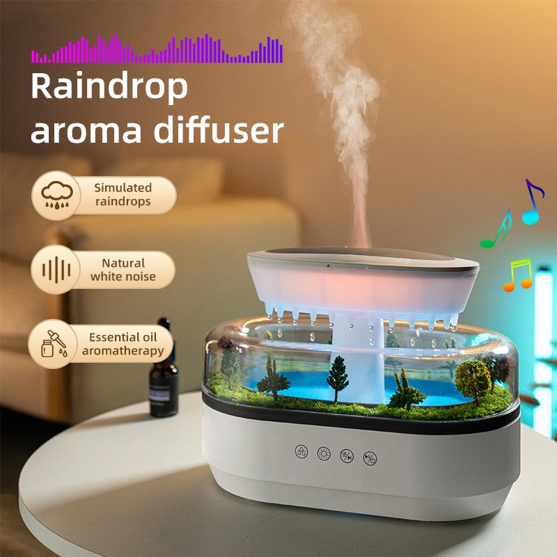Smart Cool Mist Raindrop Air Humidifier for Garden Landscape Christmas Tree White Noise Oil Aroma Diffuser Portable