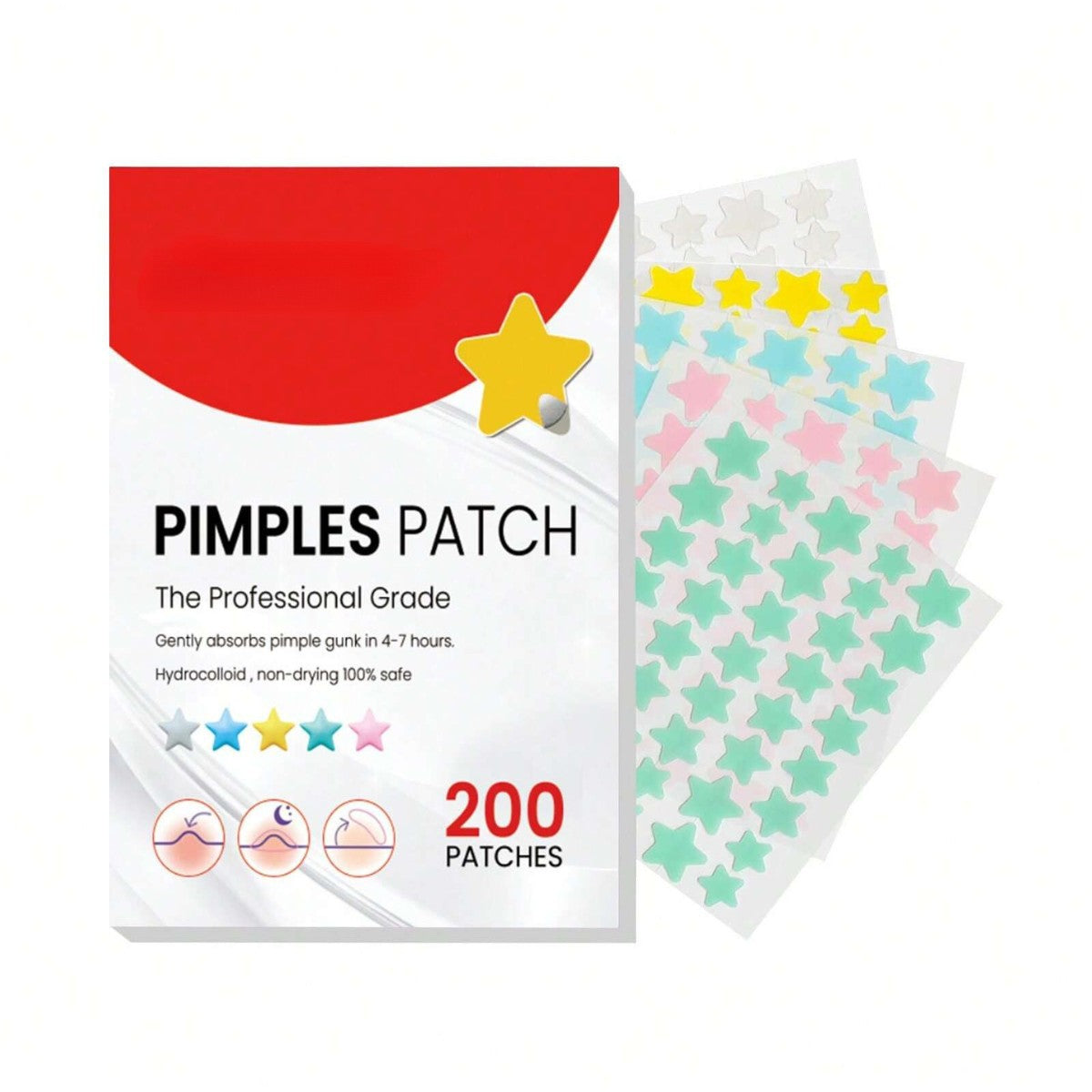200 Pieces Acne Patches Party Stickers Heart-shaped Stickers Star Decorative Stickers Halloween Acne Patches