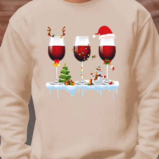 Men'S Crew Neck Long Sleeve Christmas-Themed Active Sweatshi