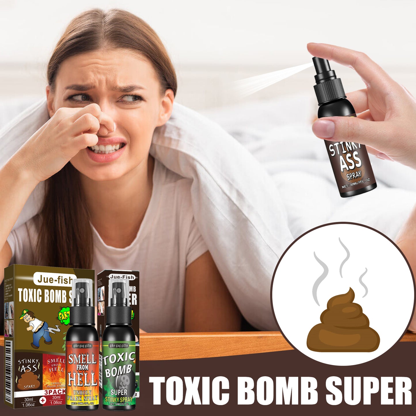 Fart Spray, April Fool's Day Pooper Toy Spoof Stink Entertainment Poop Hell Bomb Smell