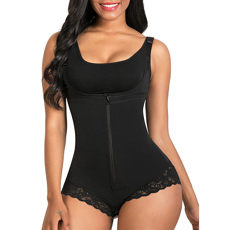 Tight fitting underwear shapewear one-piece triangular zipper shapewear