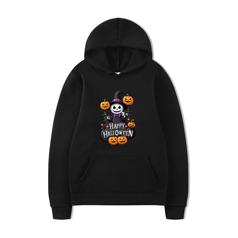Halloween Series Printed Hooded Long Sleeve Sweatshirt Loose Casual