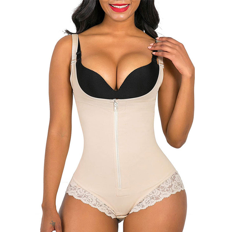 Tight fitting underwear shapewear one-piece triangular zipper shapewear