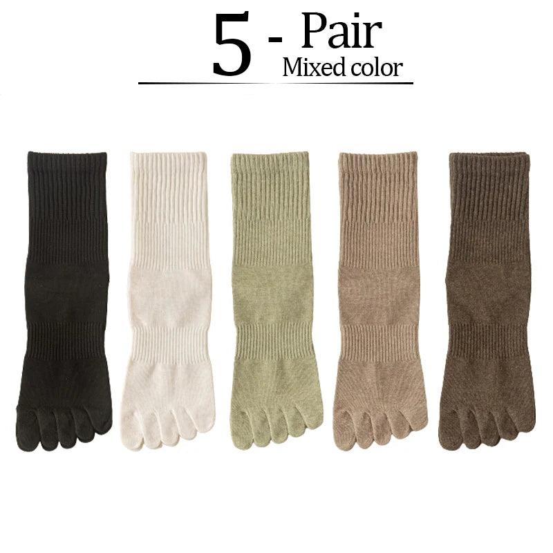 5 Pairs/lot Women Five Fingers Socks 100% Cotton Solid Colour Ladies Split Toe Sports Socks Spring Autumn Harajuku Toe Socks