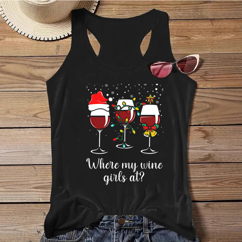 Women's Independence Day Printed Christmas Print Tank Top