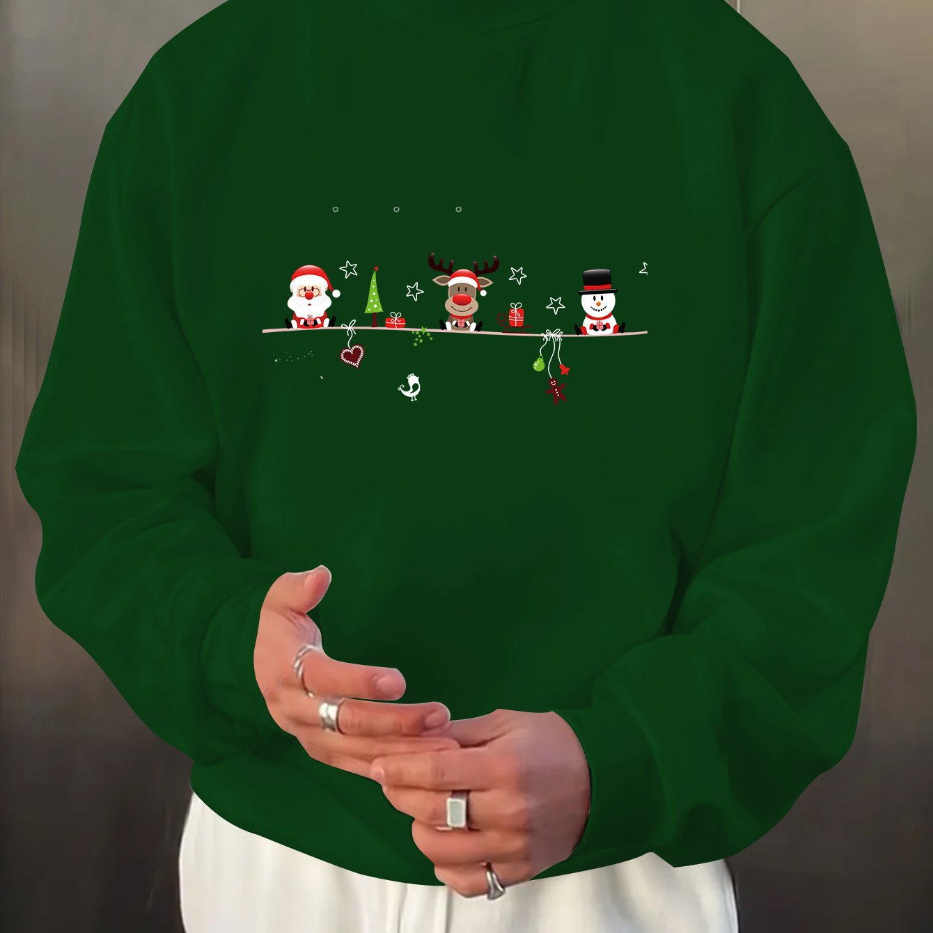 Men'S Christmas Print Long Sleeve Sweatshirt, Casual Spo