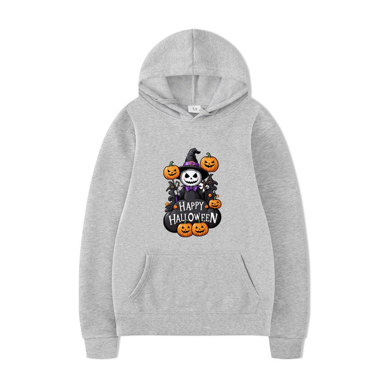 Halloween Series Printed Hooded Long Sleeve Sweatshirt Loose Casual