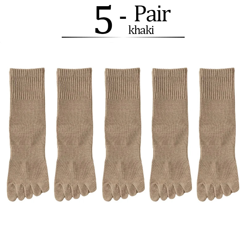 5 Pairs/lot Women Five Fingers Socks 100% Cotton Solid Colour Ladies Split Toe Sports Socks Spring Autumn Harajuku Toe Socks