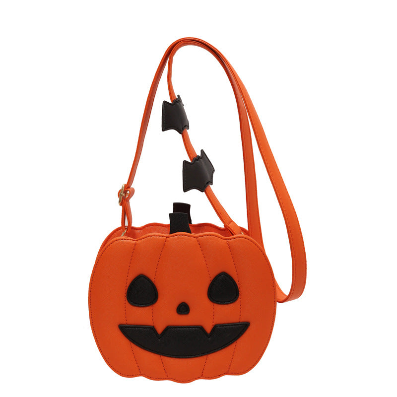 Halloween funny pumpkin bag fashion contrast color personality creative trend shoulder bag cartoon crossbody bag