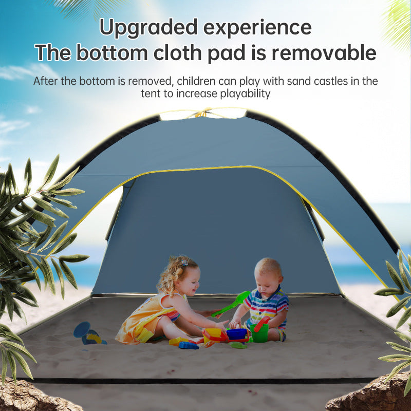 Quick-open beach tent, sun shelter, light shade for outdoor camping, 3-vented, spacious design
